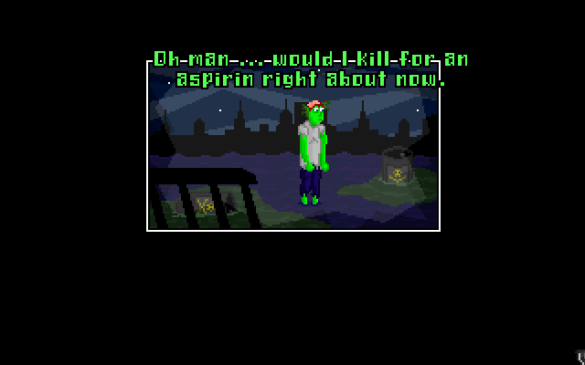 The Adventures of Fatman: Toxic Revenge (Windows) screenshot: You are going to need a lot more than that...