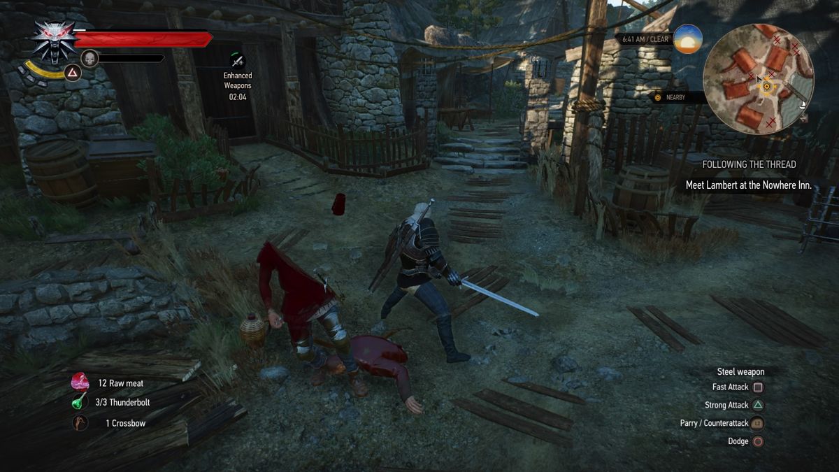 The Witcher 3: Wild Hunt - New Finisher Animations (PlayStation 4) screenshot: Diagonal slice new finisher