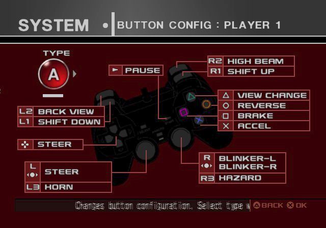 Tokyo Xtreme Racer: Zero (PlayStation 2) screenshot: Game Mode 6 is the System Configuration mode where things like the controller setup can be changed