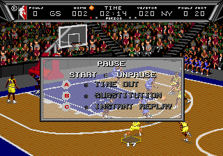 NBA Action '94 (Genesis) screenshot: Options during the game