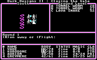 Dark Designs II: Closing the Gate (DOS) screenshot: Battle mode