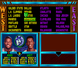 NBA Jam Tournament Edition (SNES) screenshot: Pair selection.