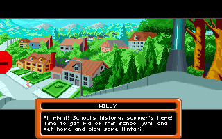 The Adventures of Willy Beamish (DOS) screenshot: At last school's history!