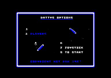 Batty (Amstrad CPC) screenshot: Main menu