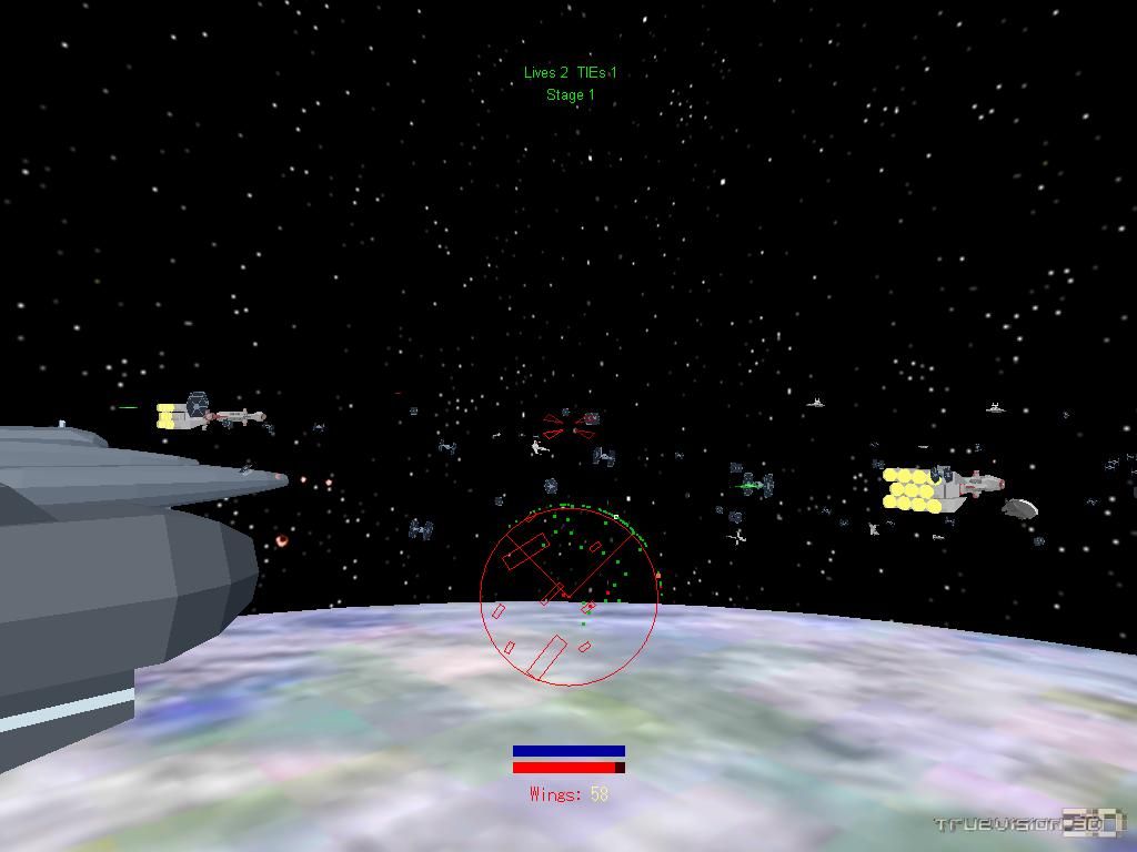 Star Wars: The Battle of Endor (Windows) screenshot: TIE Fighters attack the rebel fleet.