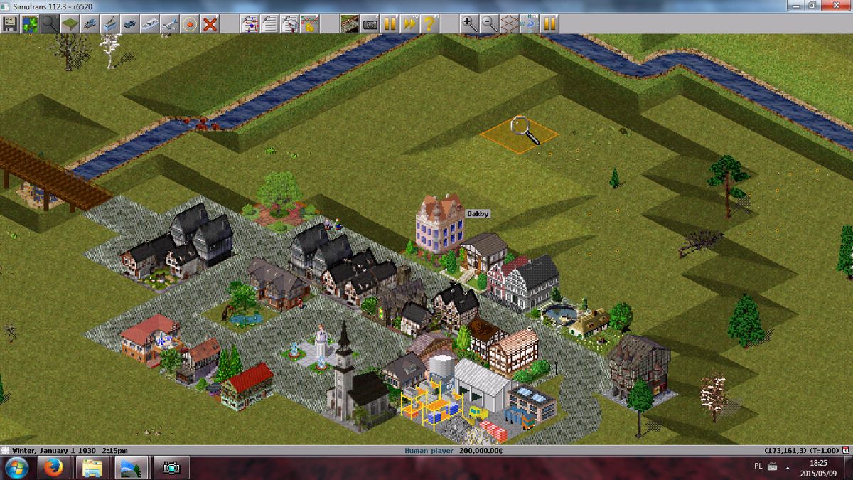 Simutrans (Windows) screenshot: Small town