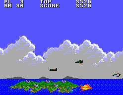 Aerial Assault (SEGA Master System) screenshot: Crashed into the ocean