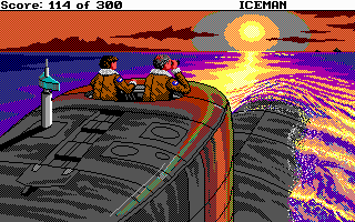 Code-Name: Iceman (DOS) screenshot: Looks like Russian war ships on the horizon!