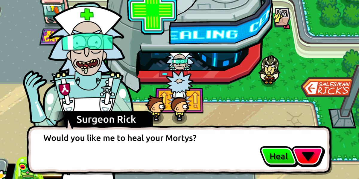 Rick and Morty: Pocket Mortys (Android) screenshot: An offer that's hard to turn down...