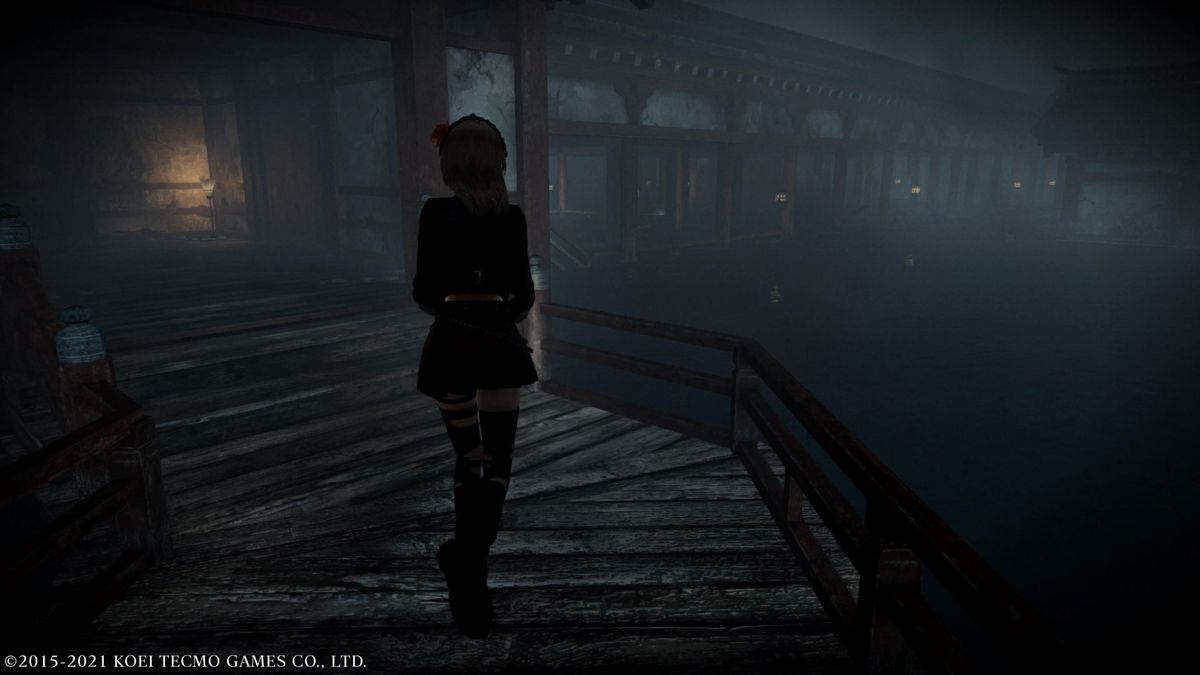 Fatal Frame: Maiden of Black Water (PlayStation 5) screenshot: A temple on the water
