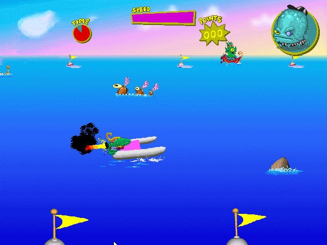 Awesome Animated Monster Maker: Ultra Edition (Windows 3.x) screenshot: Racing the boat