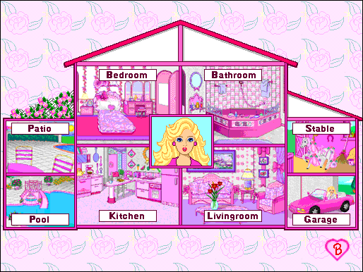 Barbie and her Magical House (Windows 3.x) screenshot: We can choose which room to enter through the map screen