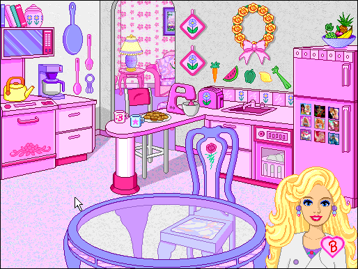 Barbie and her Magical House (Windows 3.x) screenshot: Sometimes Barbie speaks to us when we enter a room