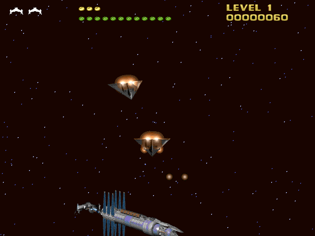 Babylon 5: Shadow Wars (Windows 3.x) screenshot: Shooting some aliens