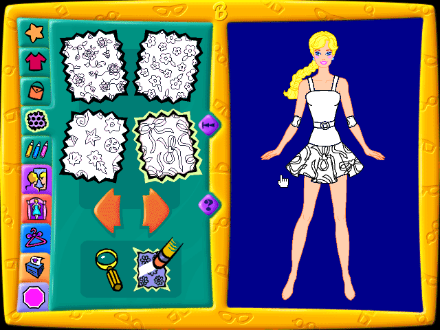 Barbie Fashion Designer (Windows 3.x) screenshot: Applying patterns to the clothes...