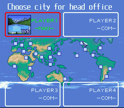 Aerobiz (SNES) screenshot: Head Office Location