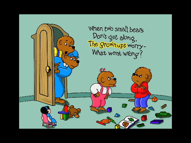 The Berenstain Bears Get in a Fight (Windows 3.x) screenshot: The introduction scene has no interactivity