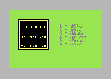 Detective (Commodore 64) screenshot: Locations