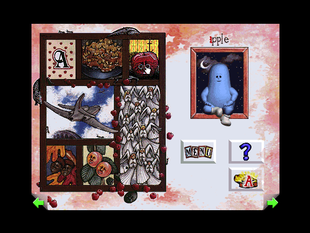 The Book of Shadowboxes: A Story of the ABCs (Windows 3.x) screenshot: Now we need to click on the apple