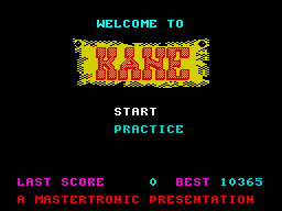 Kane (ZX Spectrum) screenshot: Menu