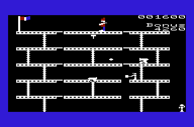 Cannonball Blitz (VIC-20) screenshot: I have a hammer on the second level
