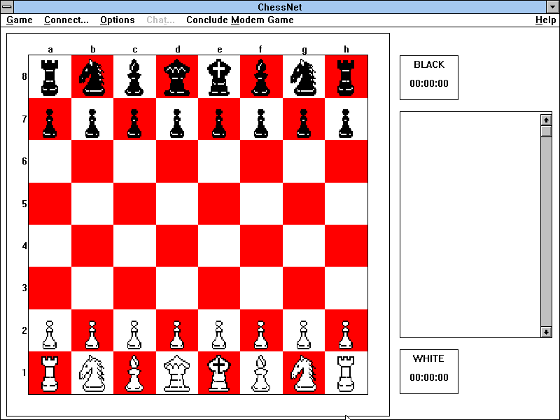 Chess Net (Windows 3.x) screenshot: Playing some chess with myself