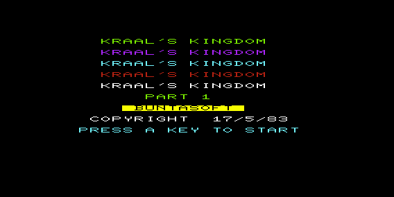 Kraal's Kingdom (VIC-20) screenshot: Part 1 Title Screen