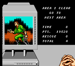 Code Name: Viper (NES) screenshot: Reporting back to the commander at the end of level 1.