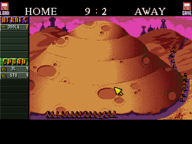Cannon Fodder 2 (Amiga) screenshot: More recruits approaching from the east.