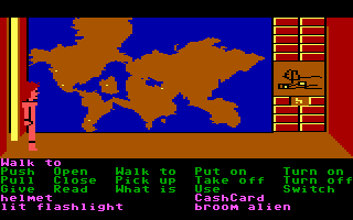 Zak McKracken and the Alien Mindbenders (DOS) screenshot: The map room in the Great Chamber. (Low-Res Version)