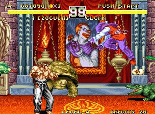 Fighter's History Dynamite (Neo Geo) screenshot: Fighting Clown