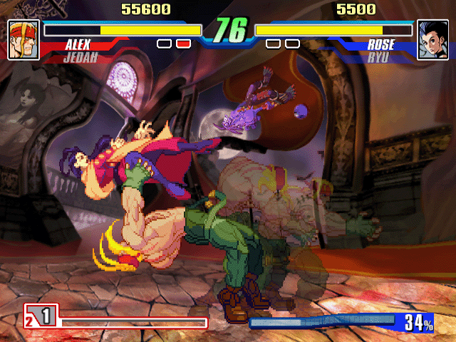 Capcom Fighting Evolution (PlayStation 2) screenshot: The calm before the broken neck.