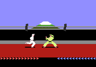 Karateka (Atari 7800) screenshot: Beginning a fight