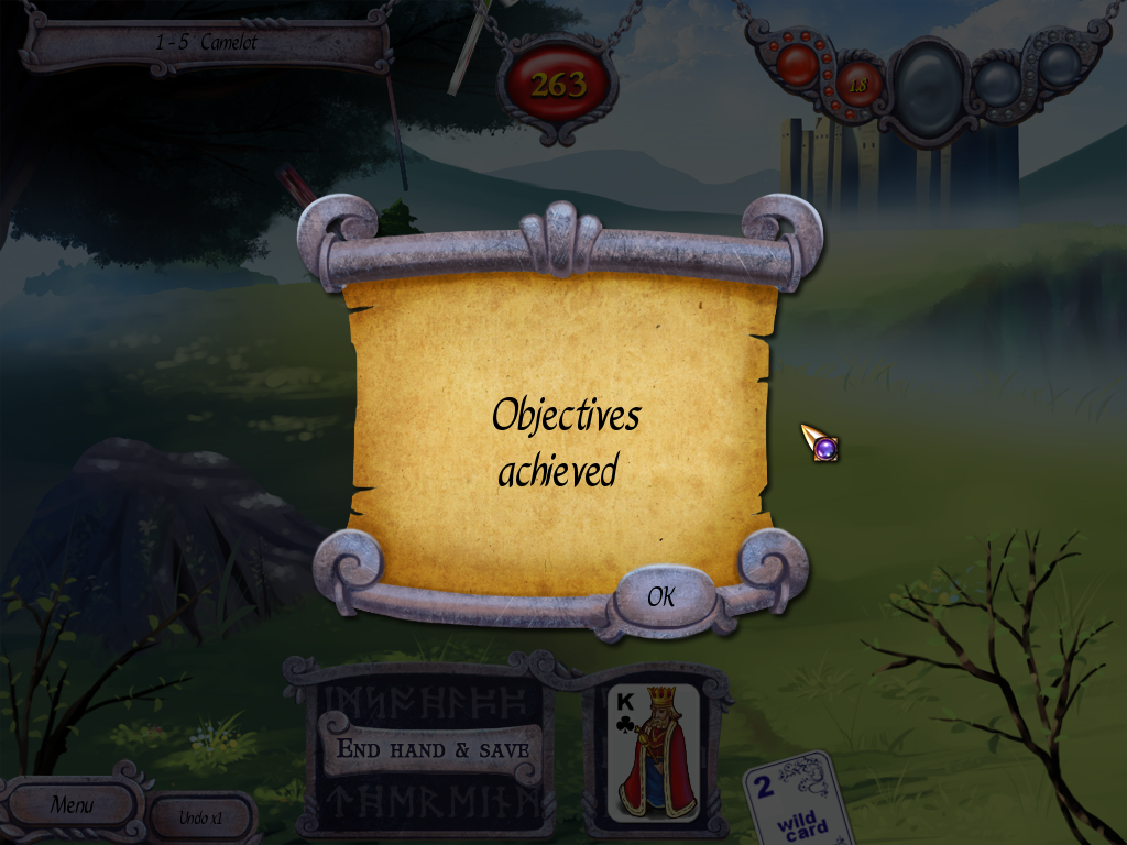 Avalon Legends Solitaire (Windows) screenshot: I have achieved an objective