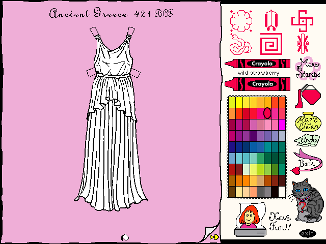 Magic Princess: Paper Doll Maker (Windows 3.x) screenshot: Working on the dress design