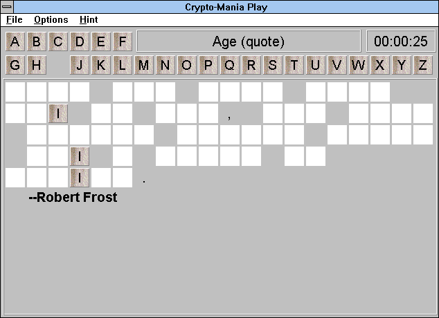 Crosswords & Word Games (Windows 16-bit) screenshot: Crypto-Mania