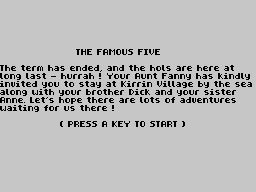 The Famous Five: Five on a Treasure Island (ZX Spectrum) screenshot: Introduction