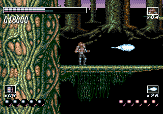 Wolfchild (SEGA CD) screenshot: Upgrade your shots and they become more powerful.