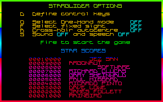 Starglider (Amiga) screenshot: Options