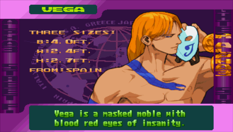Street Fighter Alpha 3 Max (PSP) screenshot: Vega