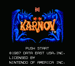 Karnov (NES) screenshot: Title Screen