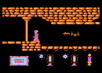 Imagine (Atari 8-bit) screenshot: Walking the stairs