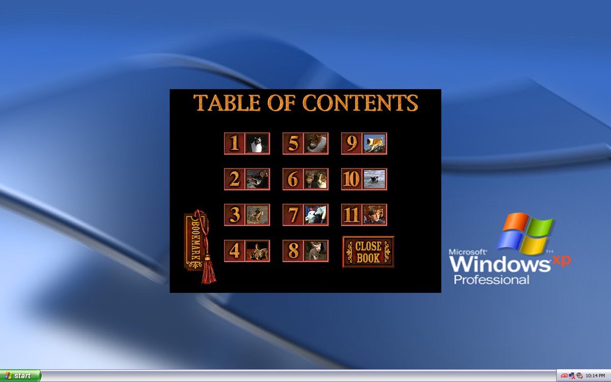 Lassie Interactive MovieBook (Windows 3.x) screenshot: Table of contents screen.