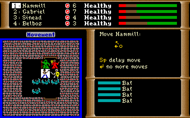 The Dark Heart of Uukrul (DOS) screenshot: The combat screen