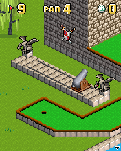 Mini Golf Castles (J2ME) screenshot: Cannons sometimes play a part as well