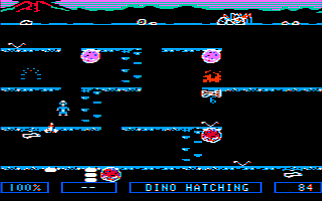 Dino Eggs (PC Booter) screenshot: Another egg is hatching (CGA with composite monitor)