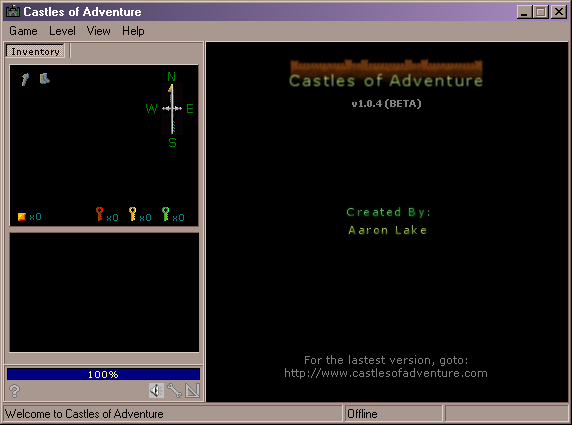 Castles of Adventure (Windows) screenshot: Opening screen