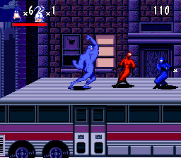 The Tick (SNES) screenshot: Ninjas on a bus