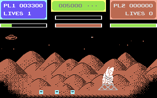 Gyropod (Commodore 64) screenshot: A bad landing looks like this!