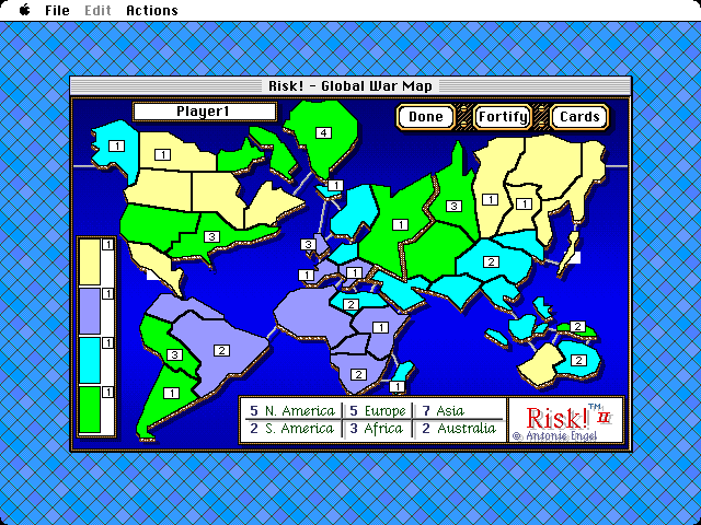 Risk! (Macintosh) screenshot: Game In Progress
